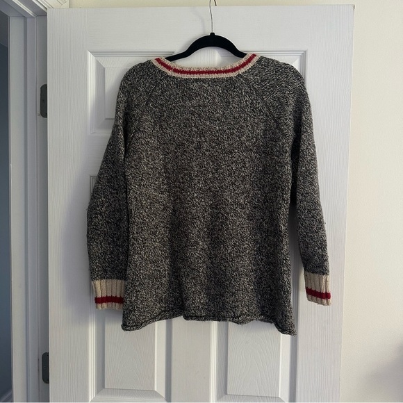 Size M Roots Canada Vintage Wool Blend Cabin Stripe Crewneck Sweater - Picture 3 of 6